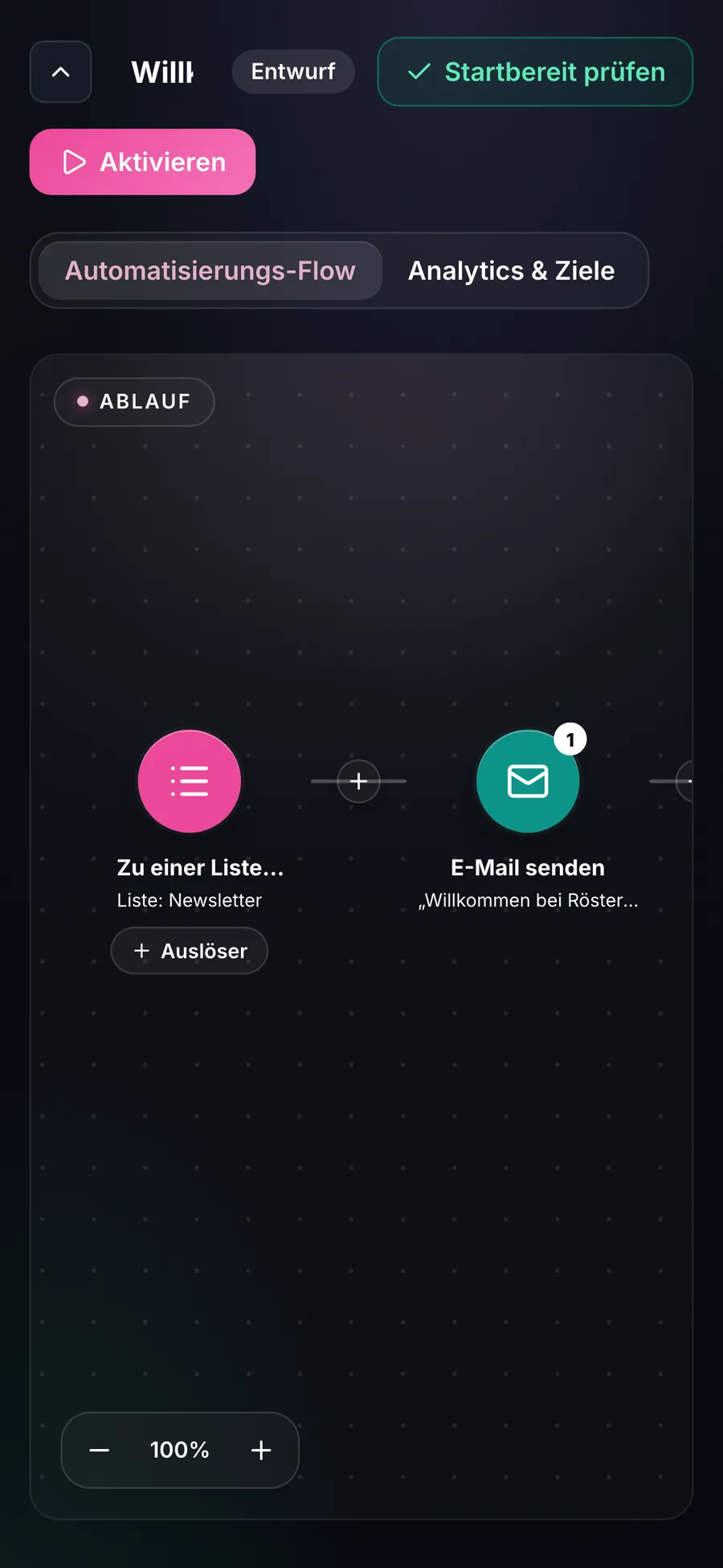 BirdBuild Automatisierungen – visueller Flow mit Auslösern und Aktionen